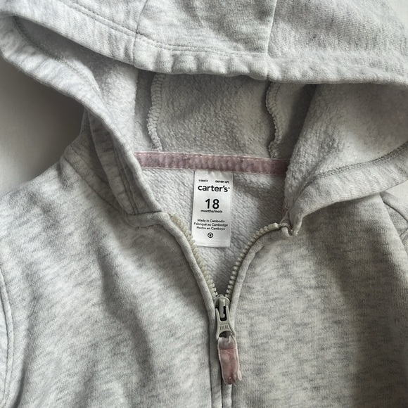 Carter's Baby Gray Zip-Up Fleece Hoodie and Hooded Fleece Vest Size 18 Months - Picture 3 of 10